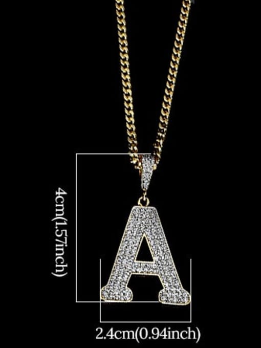 A 24in 60cmT20B01 Brass Cubic Zirconia Letter Hip Hop Initials Necklace
