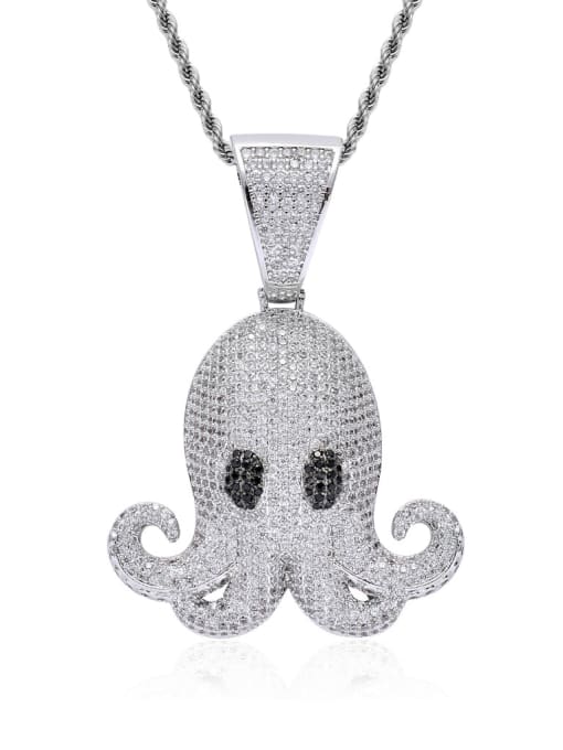 MAHA Brass Cubic Zirconia Octopus Hip Hop Necklace 0