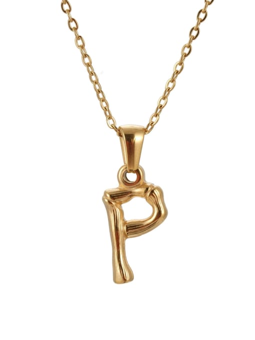 P Titanium Steel  Minimalist Letter Pendant Necklace