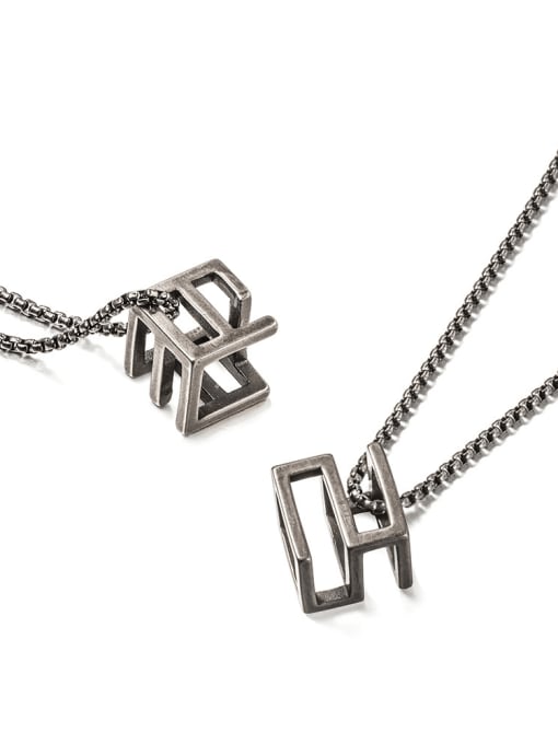 WOLF Titanium Steel Square Minimalist Long Strand Necklace