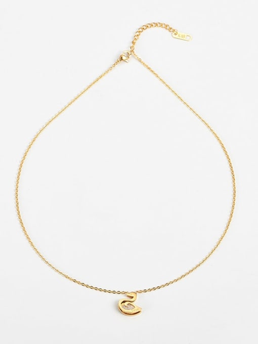 golden Titanium Steel Rhinestone Swan Minimalist Necklace