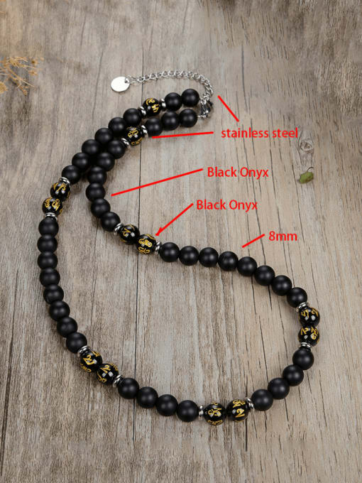 2 Stainless steel Natural Stone Irregular Bohemia Beaded Necklace