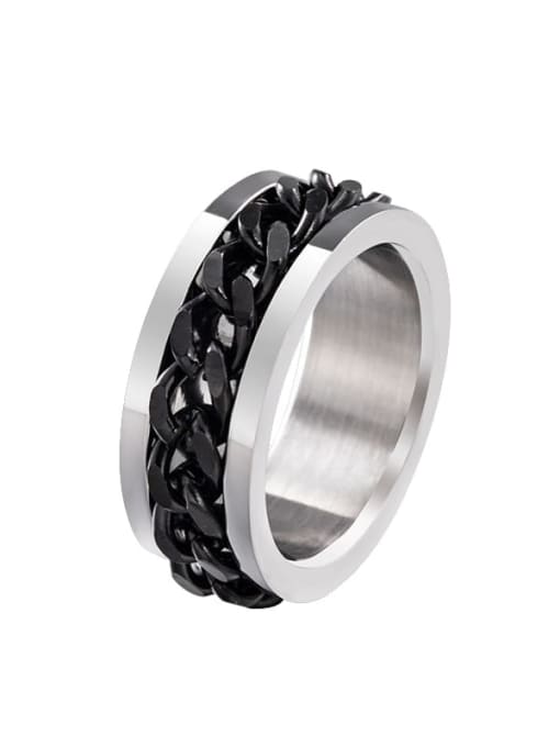 Black (size 6) Titanium Steel Irregular Vintage Band Ring