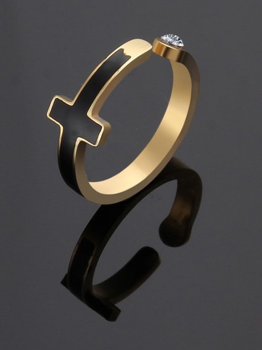 golden Titanium Cross Minimalist Band Ring
