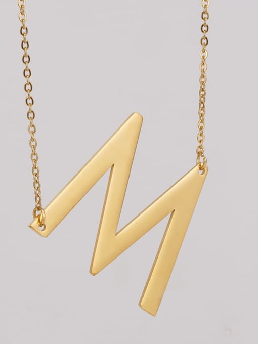 M Stainless steel Minimalist  Letter Pendant Necklace