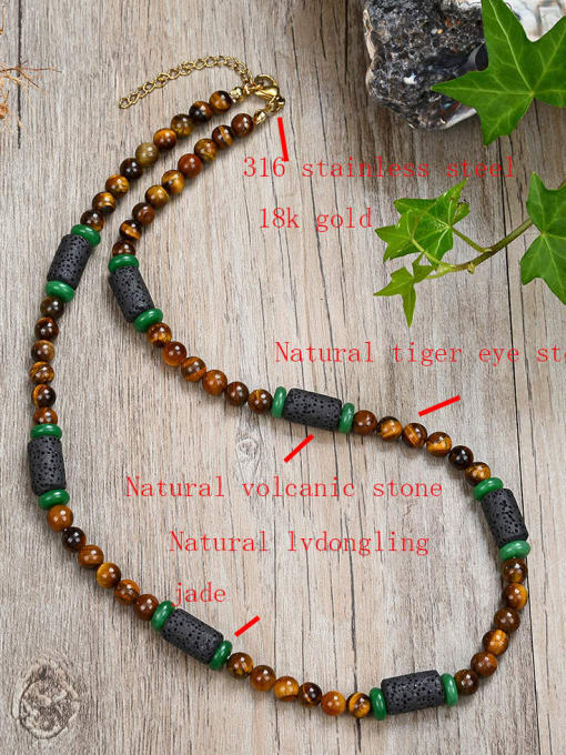 JZ Men's bead Stainless steel Natural Stone Irregular Bohemia Beaded Necklace 2