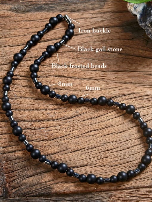 2 45cm Stainless steel Natural Stone Geometric Bohemia Beaded Necklace