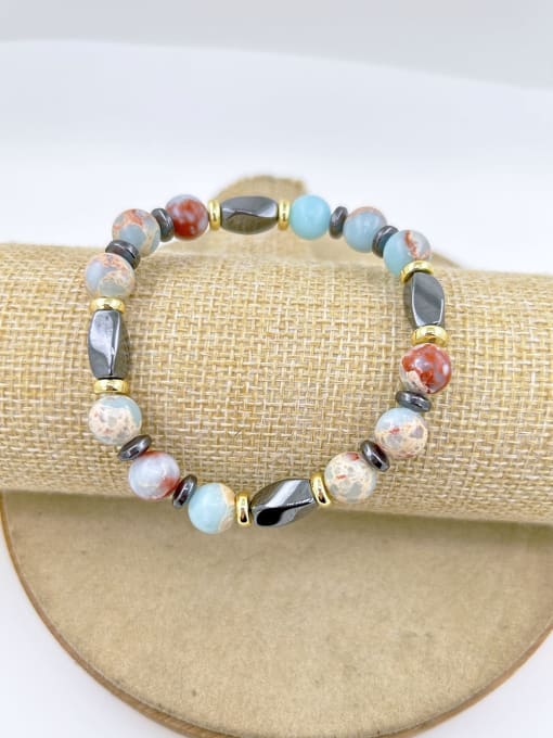 9- 18cm Natural Stone Irregular Bohemia Beaded  Stainless Steel  Bracelet