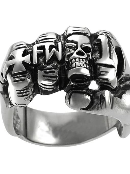 Steel color Titanium Skull Statement Statement Ring