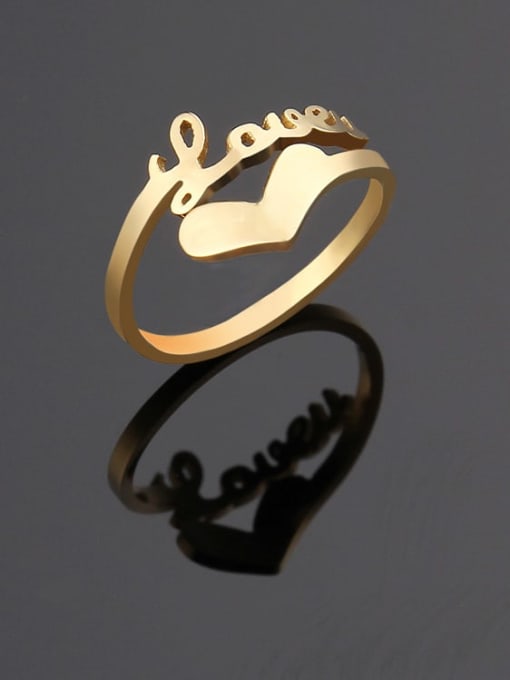 golden Titanium Letter Minimalist Band Ring