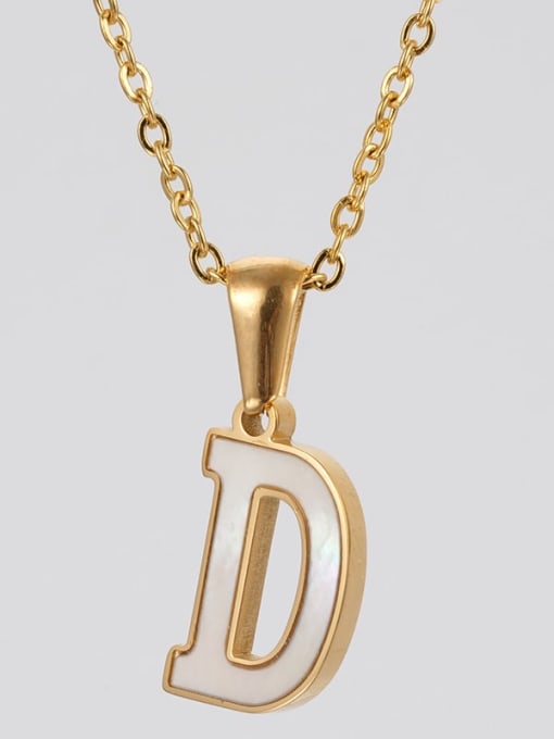 Single letter D Stainless steel Shell Letter Minimalist Letter Pendant (with out chain)