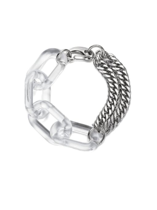 WOLF Titanium Steel Acrylic Geometric Hip Hop Link Bracelet 0