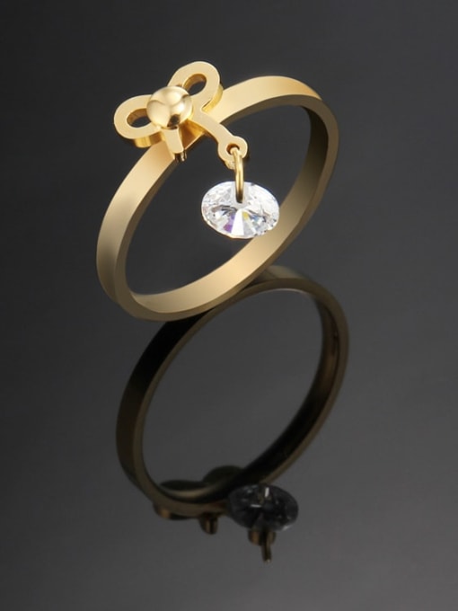 golden Titanium Bowknot Minimalist Band Ring