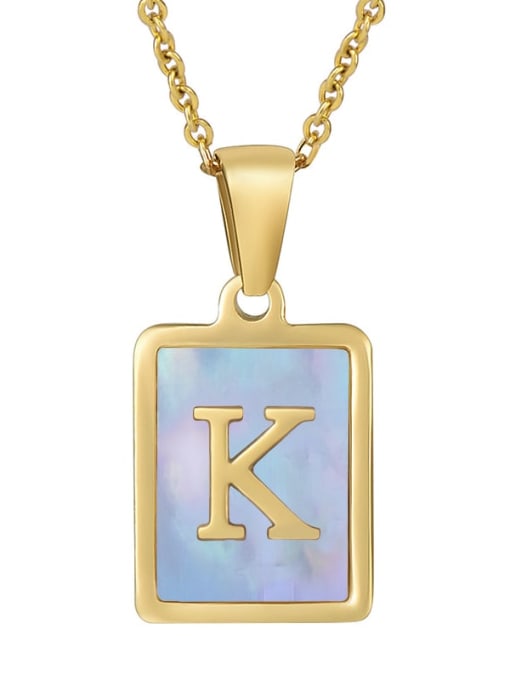 Gold K (including chain) Titanium Steel Shell Geometric Letter Minimalist Necklace