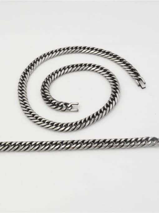 Ke Hong Titanium Steel Hollow Geometric Chain Vintage Link Bracelet 0