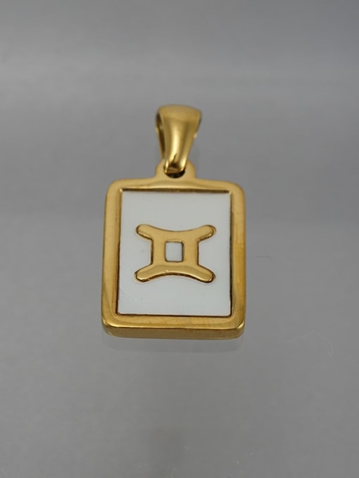 Gemini (including chain) Titanium Steel Acrylic Constellation Minimalist  Square Pendant Necklace