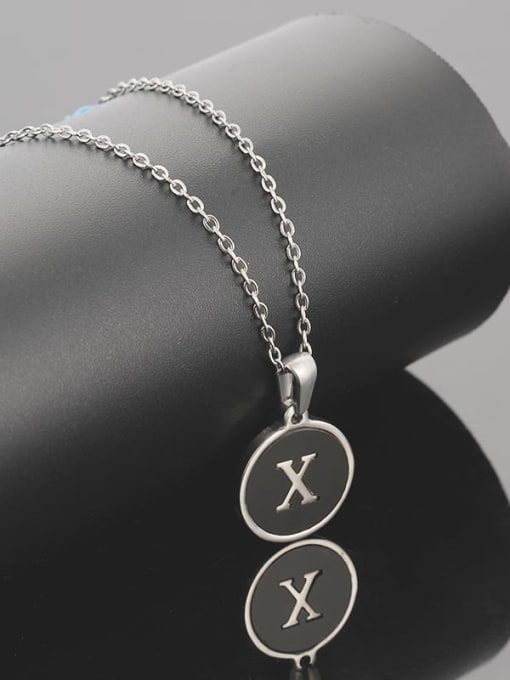 ZXIN Stainless steel Acrylic Letter Minimalist Round Pendant Necklace 3