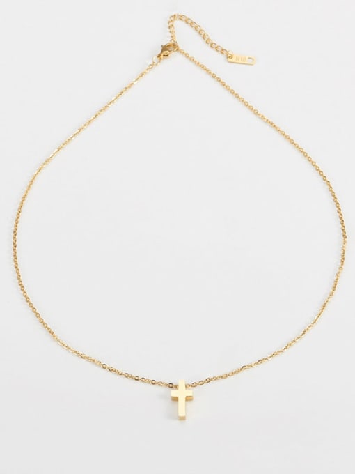 golden Titanium Mimaalist Cross   Pendant  Initials Necklace