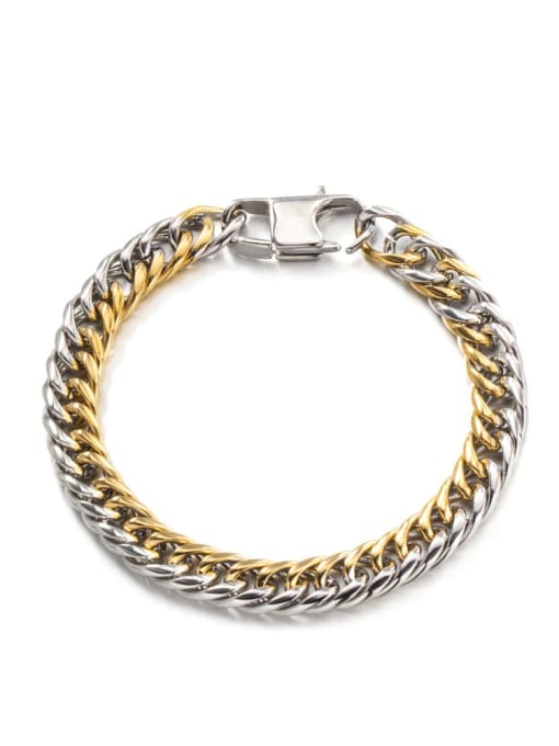 Medium gold (8mm*21cm) Titanium Steel Irregular Hip Hop Link Bracelet