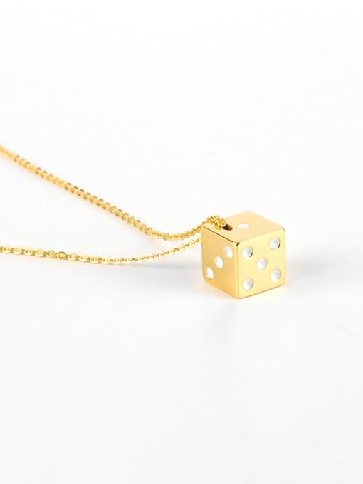 Gold (chain length 65cm) Titanium Steel Enamel Dice Hip Hop Necklace