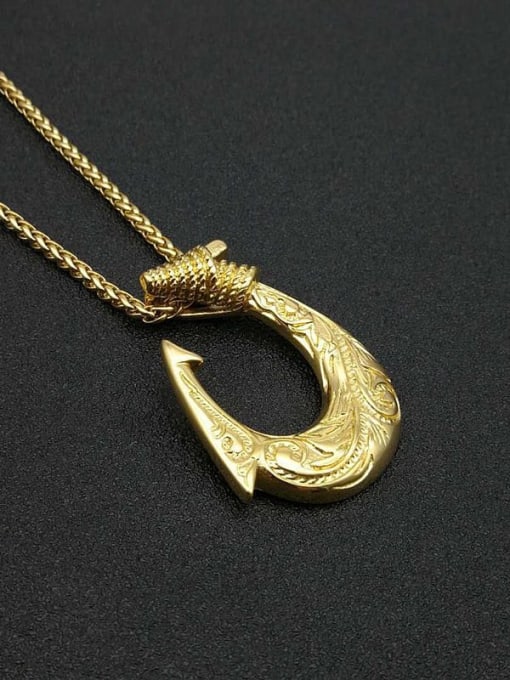 Gold Necklace Titanium Fish Hook Hip Hop Necklace For Men