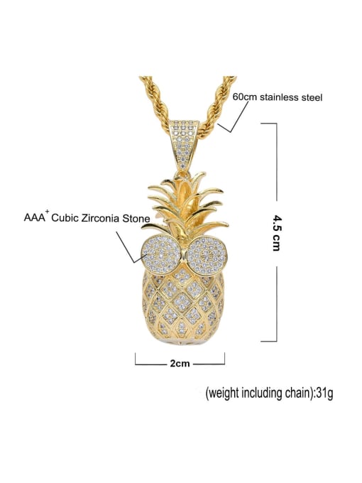 MAHA Brass Cubic Zirconia Pineapple Trend Necklace 3