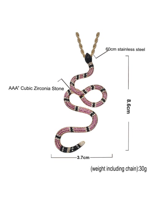MAHA Brass Cubic Zirconia Snake Hip Hop Necklace 4