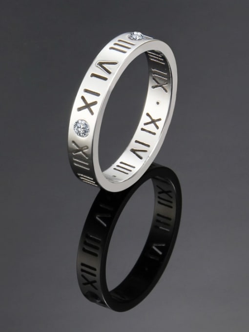 Steel color Titanium Number Cutout Minimalist Band Ring