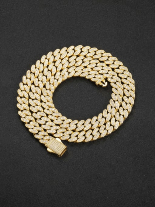 Gold 18inch (necklace) Brass Cubic Zirconia Hip Hop Geometric  Bracelet and Necklace Set