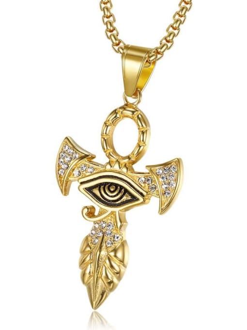 HI HOP Titanium Rhinestone Evil Eye Classic Regligious Necklace For Men 3