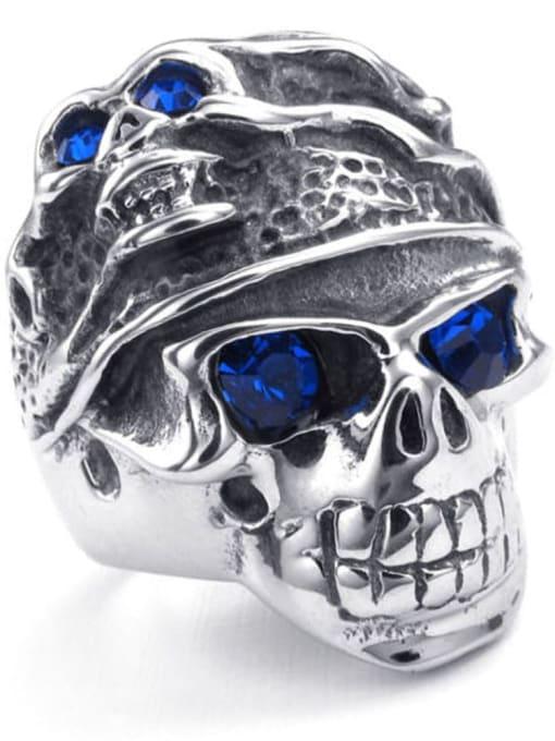 Mr.High Stainless steel blue eyes Skull Vintage Band Ring 1