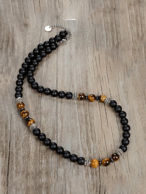 4 Stainless steel Natural Stone Bohemia Beaded Necklace