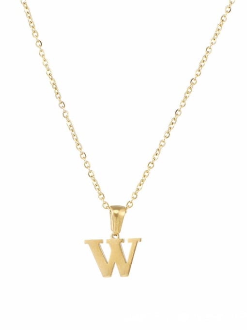 W Stainless steel  Minimalist  Letter EnglishPendant Necklace