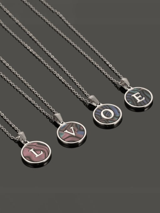 ZXIN Stainless steel Shell Letter Minimalist  Round Pendant Necklace 1