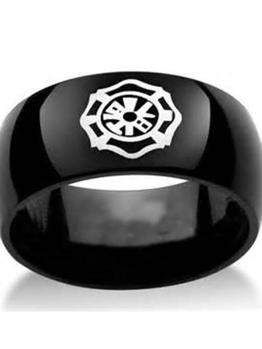 black Stainless steel Smooth Vintage Band Ring