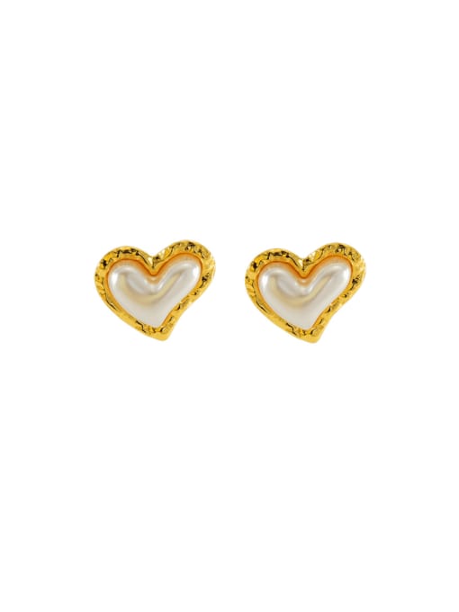 ZXIN Stainless steel Imitation Pearl Heart Minimalist Stud Earring