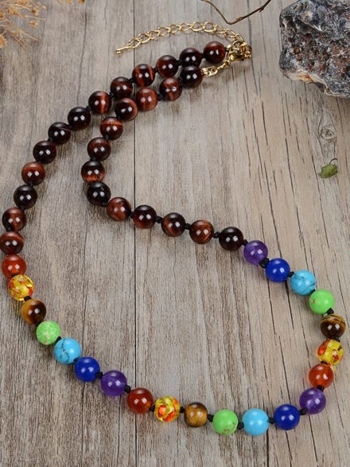 3 Stainless steel Natural Stone Bohemia Beaded Necklace