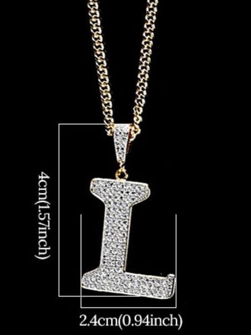 L 24in 60cmT20B12 Brass Cubic Zirconia Letter Hip Hop Initials Necklace