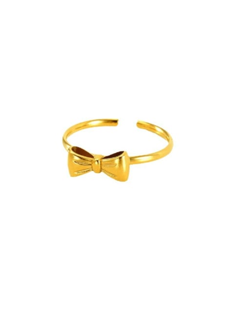 ZXG1210 Gold Stainless steel Bowknot Minimalist Band Ring