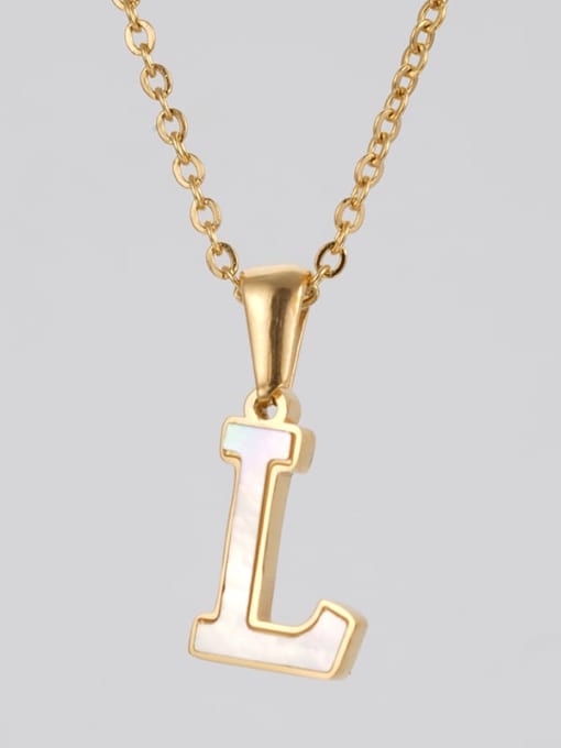 Single letter L Stainless steel Shell Letter Minimalist Letter Pendant (with out chain)