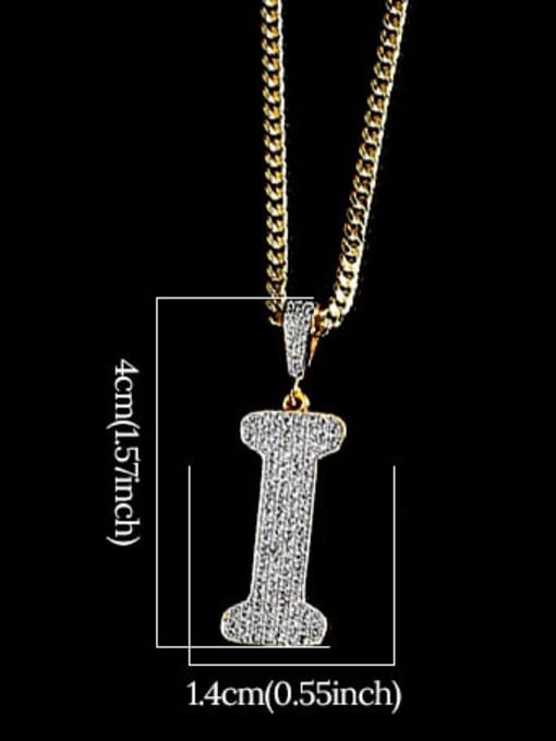 I 24in 60cmT20B09 Brass Cubic Zirconia Letter Hip Hop Initials Necklace