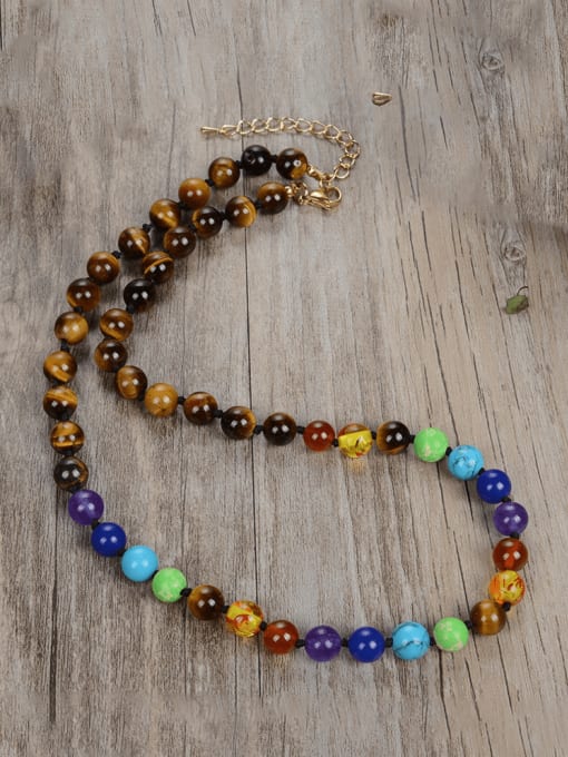 JZ Men's bead Stainless steel Natural Stone Bohemia Beaded Necklace