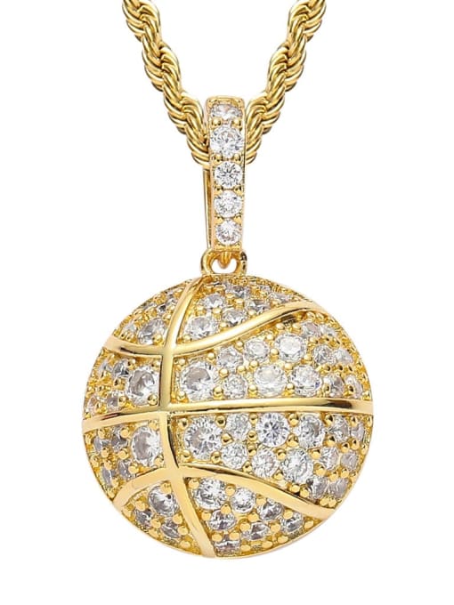Gold +chain Brass Cubic Zirconia Round Hip Hop Necklace
