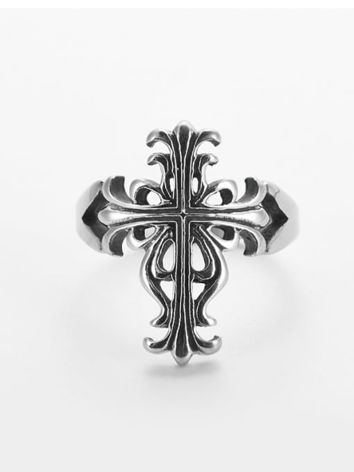 Retro steel Titanium Religious Vintage Mens Ring