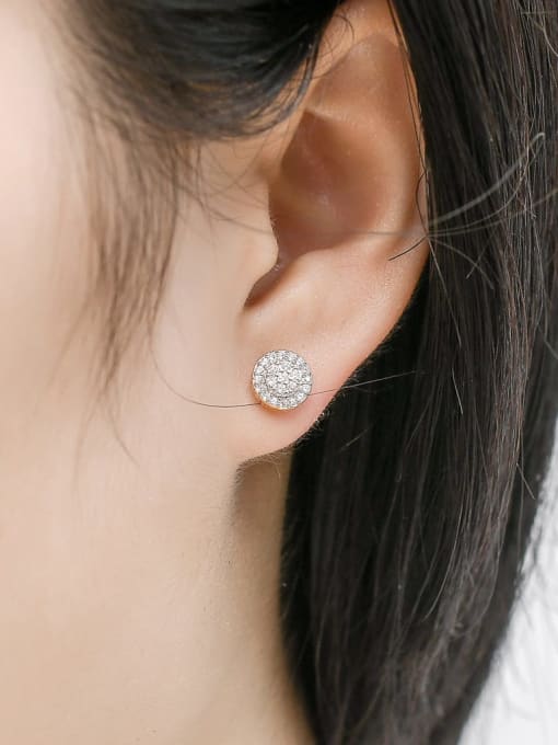 MAHA 925 Sterling Silver Cubic Zirconia Round Dainty Stud Earring 1