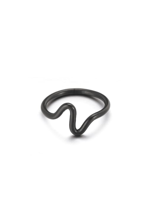 WOLF Titanium Steel Irregular Minimalist Band Ring 0
