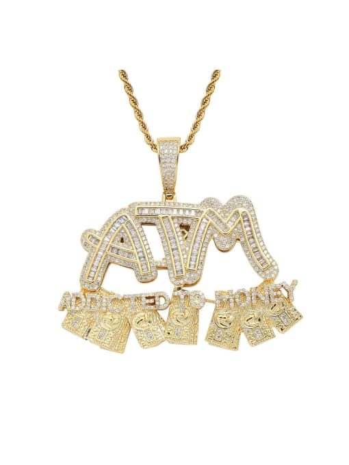 MAHA Brass Cubic Zirconia Letter Hip Hop Necklace