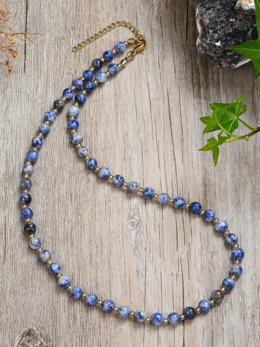 1 45cm Stainless steel Natural Stone Bohemia Beaded Necklace