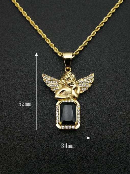HI HOP Titanium Steel Glass Stone Angel Vintage Necklace For Men 1