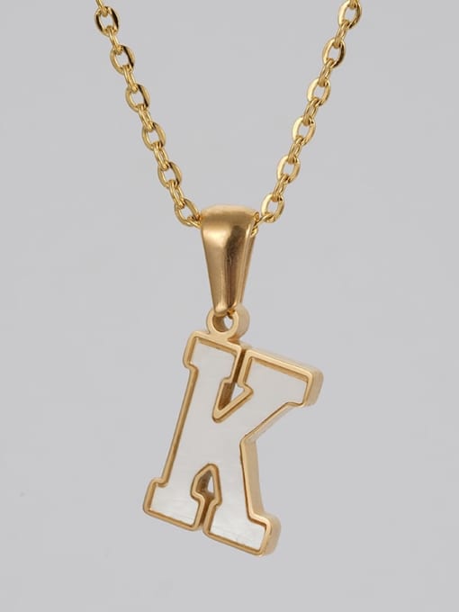 Monomer letter K Stainless steel Shell Letter Minimalist Letter Pendant (with out chain)